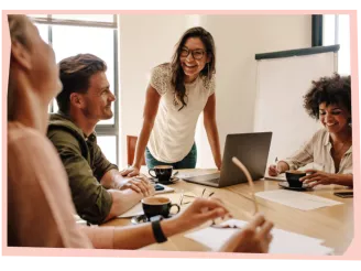 Group of young colleagues in a meeting room