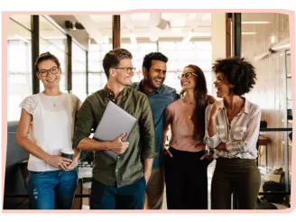 Group of young happy work colleagues